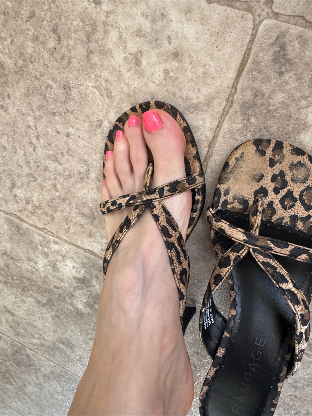 Rampage Leopard-Print Slingback Heels in Tan and Black - Picture 6 of 9